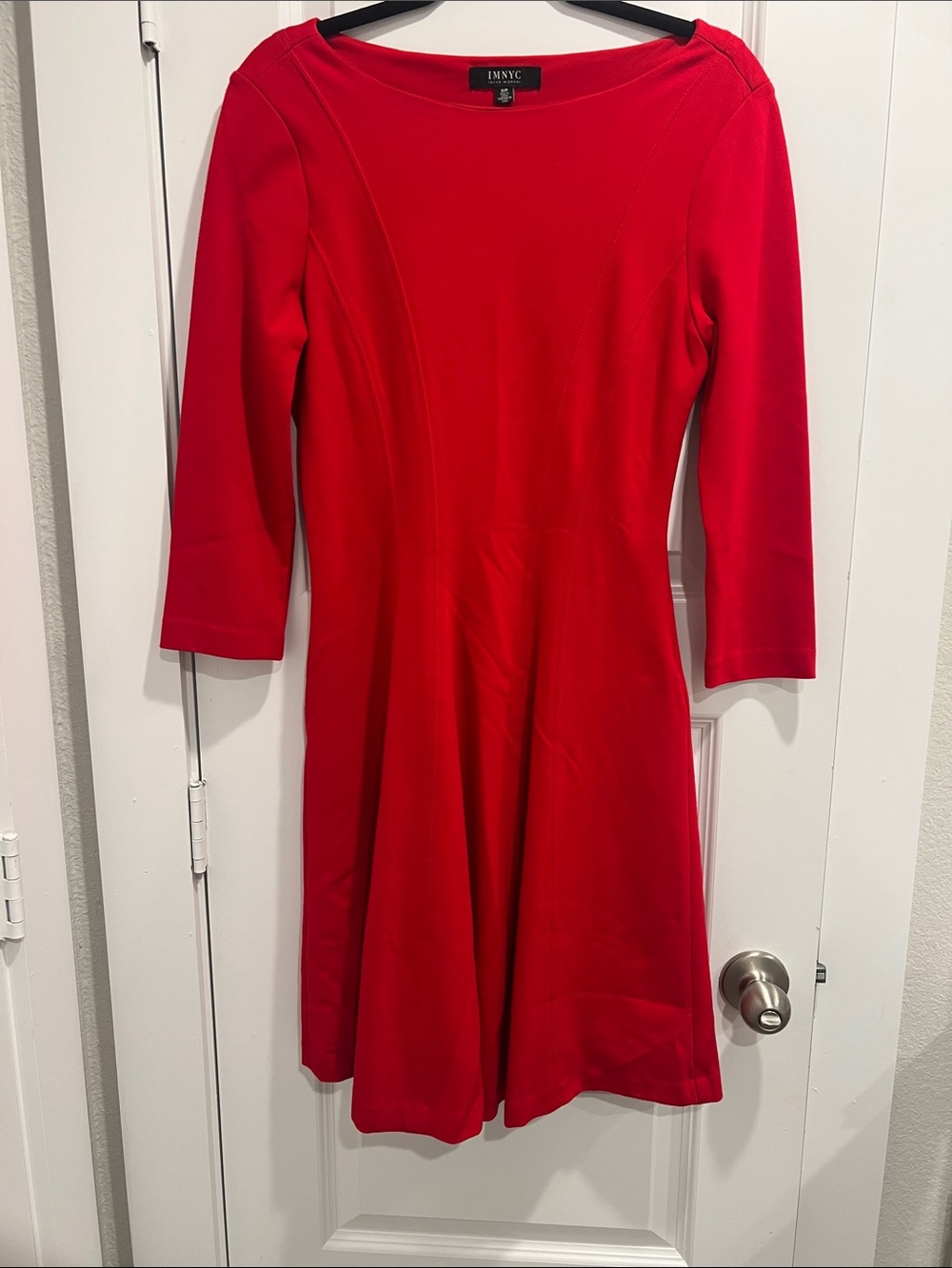IMNYC Red Long-Sleeve Fit & Flare Dress
